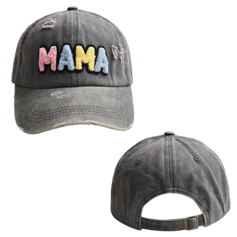 Fashion Gray-color Mama Letter Embroidered Baseball Cap