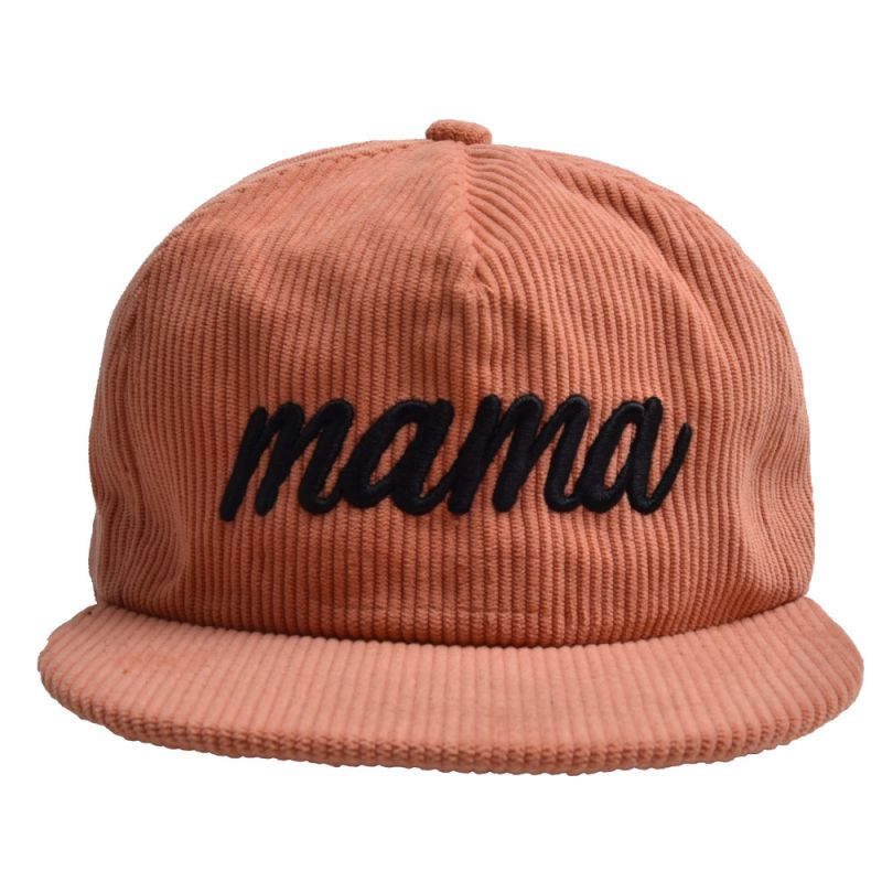 Fashion Orange-flat Brim Corduroy Mama Baseball Cap Letter Embroidered Flat Brim Corduroy Baseball Cap