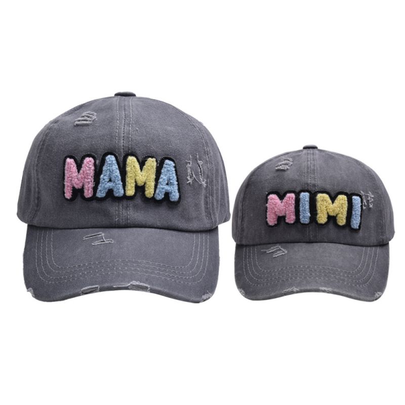 Fashion Gray-color Letters Mother-son Baseball Cap Letter Embroidered Parent-child Baseball Cap