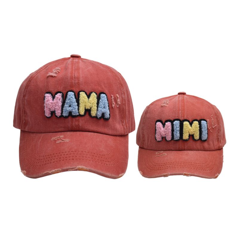 Fashion Orange-color Letters Mother-son Baseball Cap Letter Embroidered Parent-child Baseball Cap