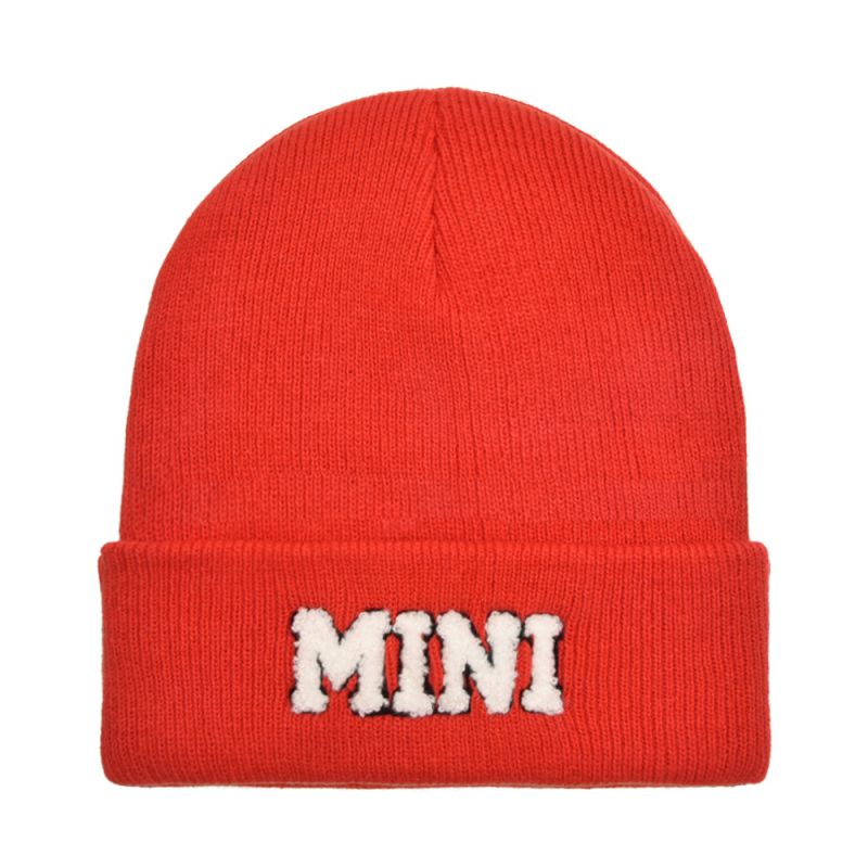 Fashion Fiery Red-mini Knitted Hat Letter Embroidered Children's Woolen Hat