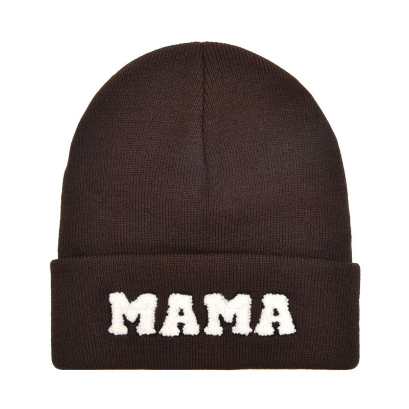 Fashion Brown-mama Knitted Hat Letter Embroidered Knitted Beanie