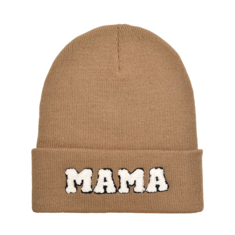 Fashion Khaki-mama Knitted Hat Letter Embroidered Knitted Beanie