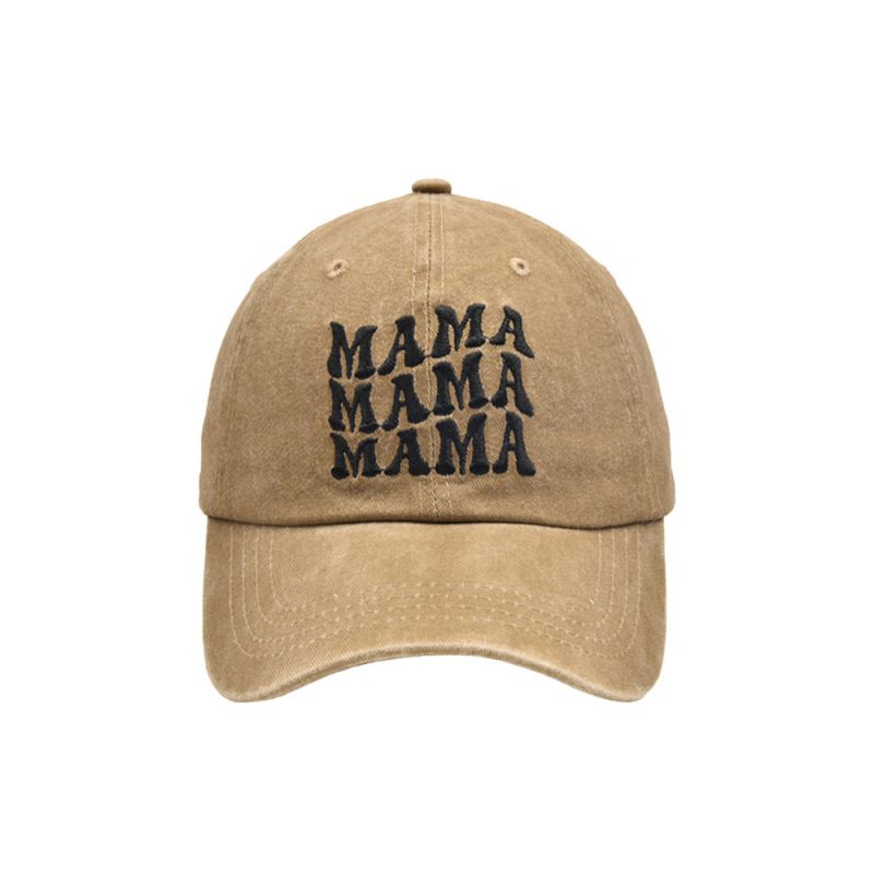 Fashion Khaki-three-line Letter Mama Baseball Cap Letter Embroidered Baseball Cap