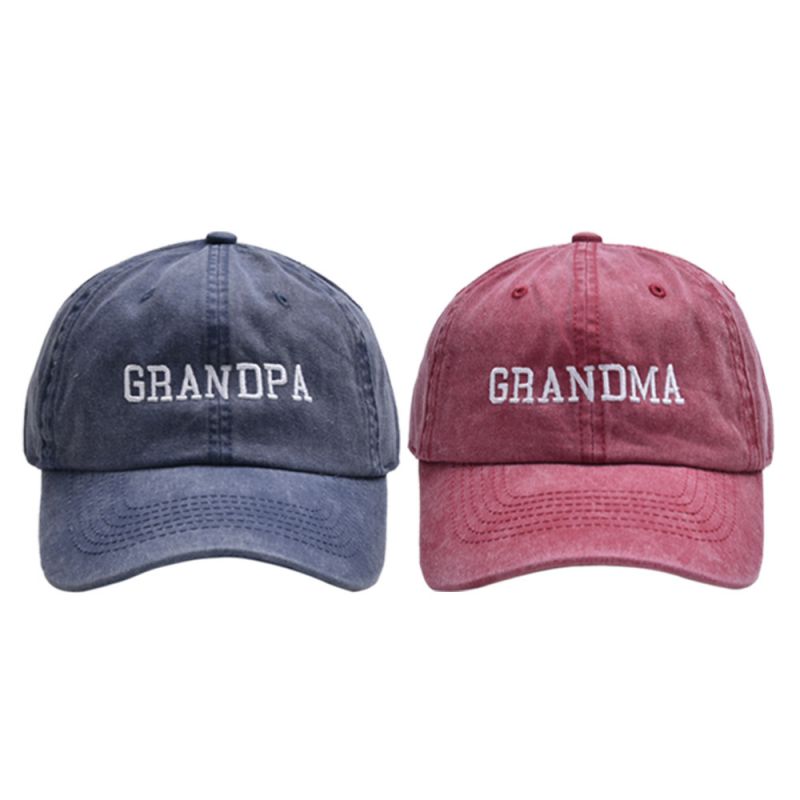 Fashion Navy Blue Wine Red-grandpa Grandma Letter Embroidered Baseball Cap