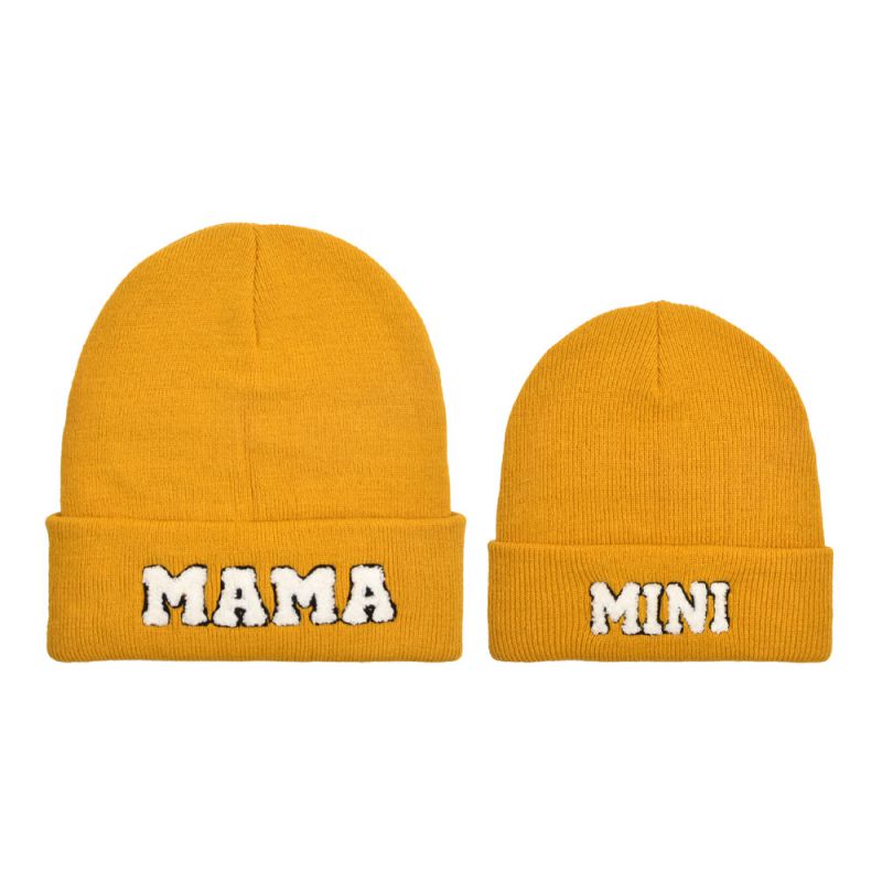 Fashion Lemon Yellow-parent-child Knitted Hat Letter Embroidered Knitted Parent-child Beanie