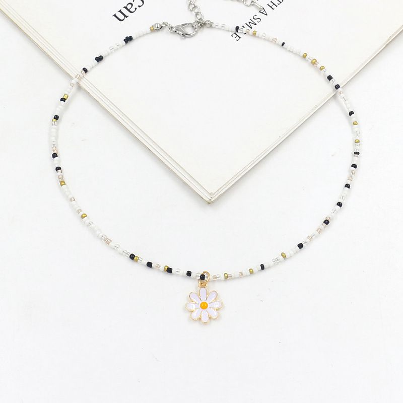 Fashion C#white Colorful Rice Beads Necklace