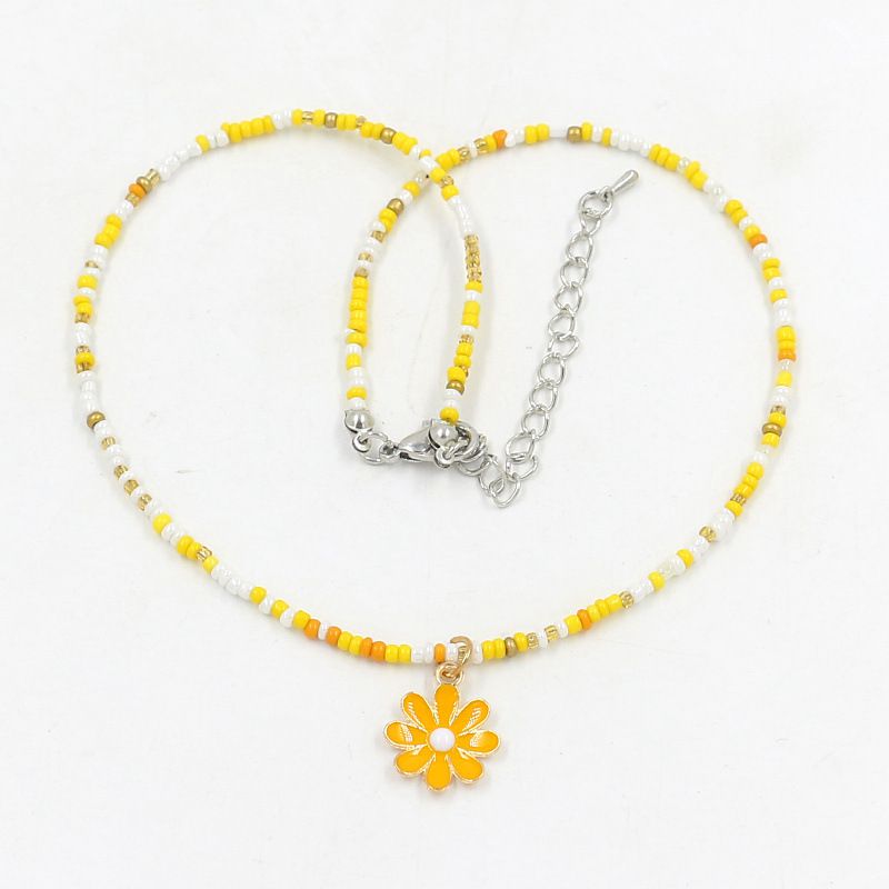 Fashion F#yellow Colorful Rice Beads Necklace