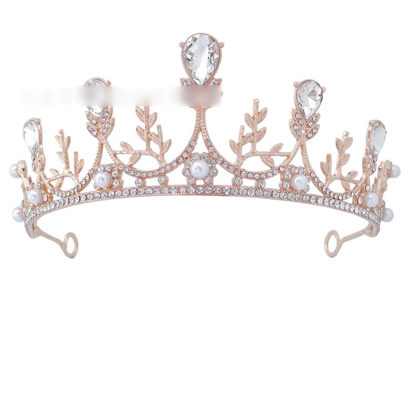 Fashion Golden White Alloy Diamond Geometric Crown
