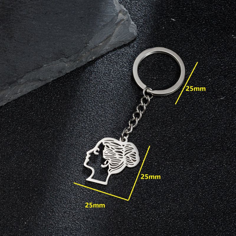 Fashion 2# Stainless Steel Mother Keychain