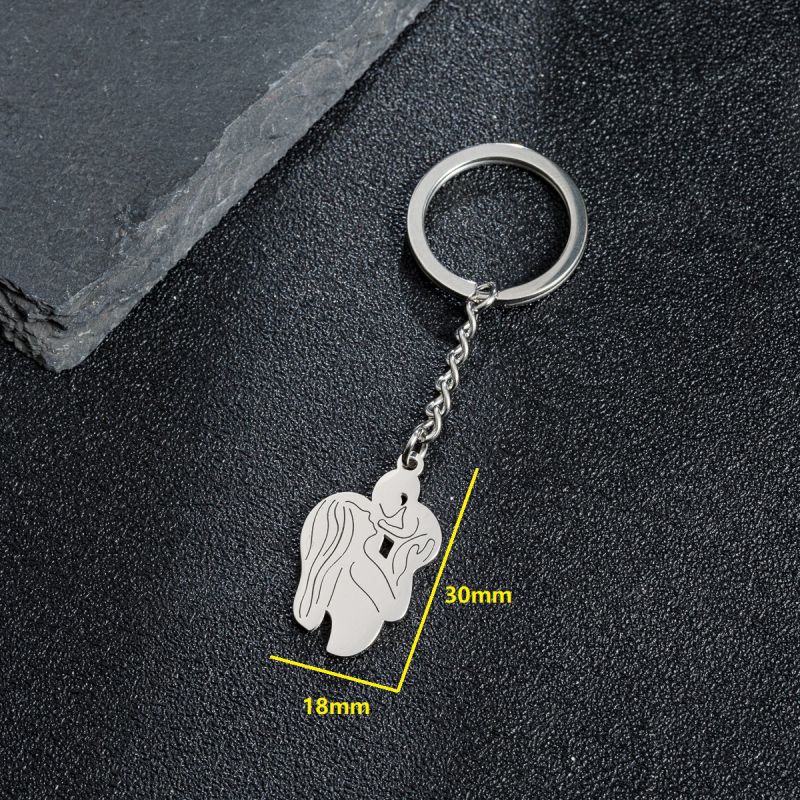 Fashion 5# Stainless Steel Mother Keychain