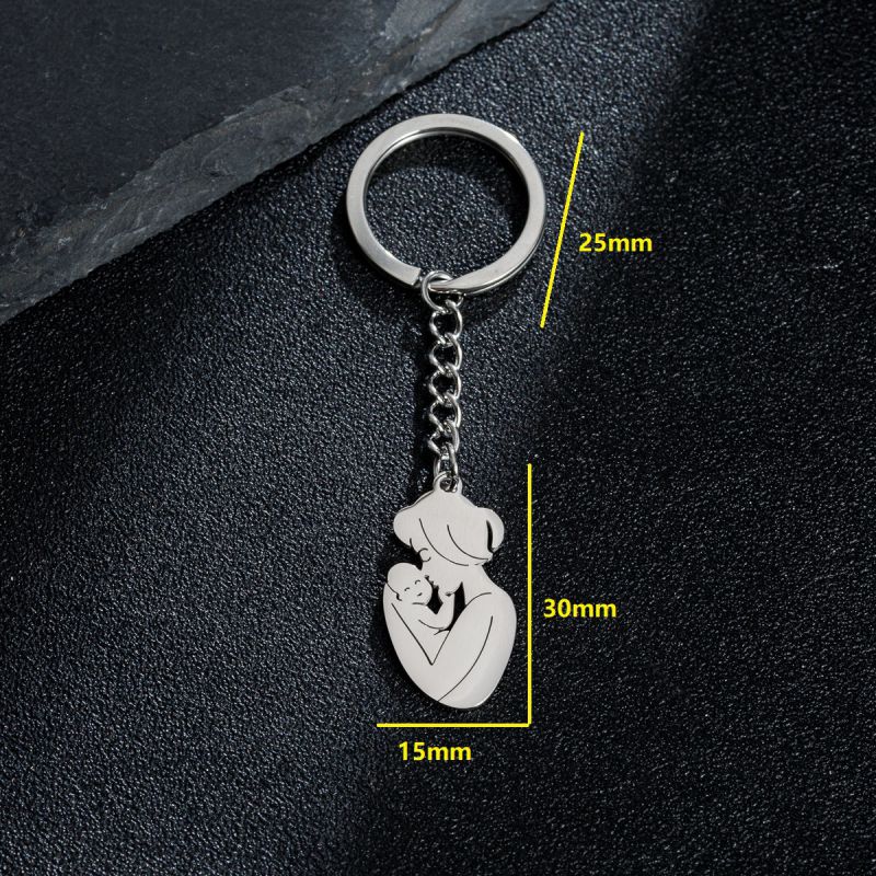 Fashion 6# Stainless Steel Mother Keychain