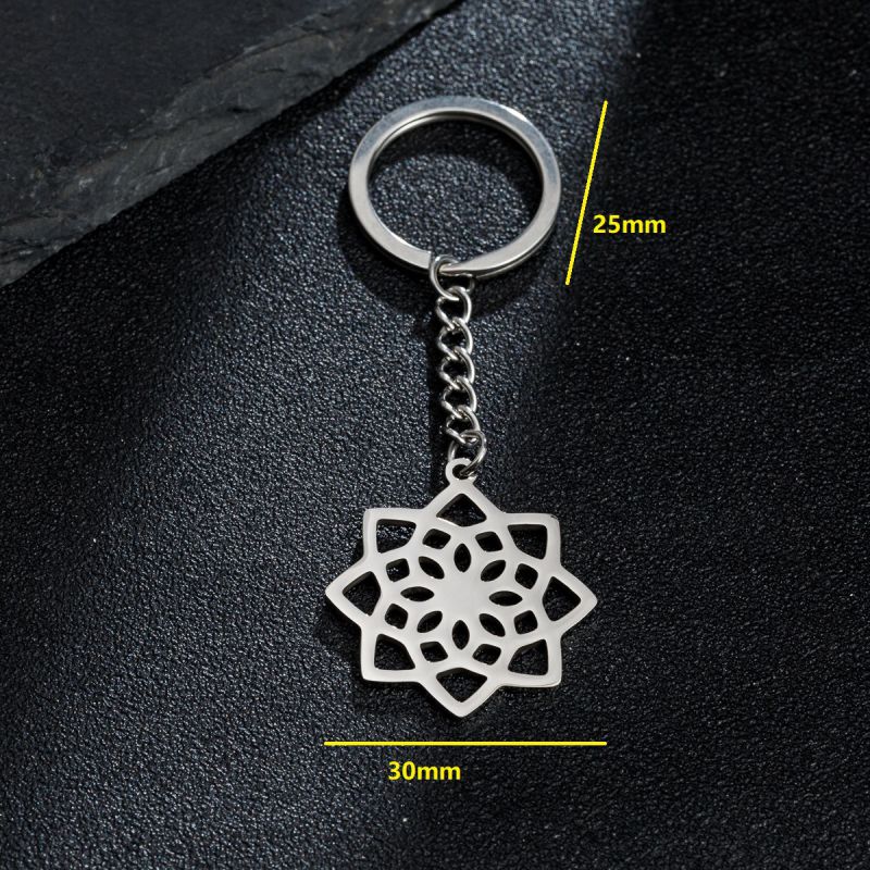 Fashion 2# Stainless Steel Flower Keychain