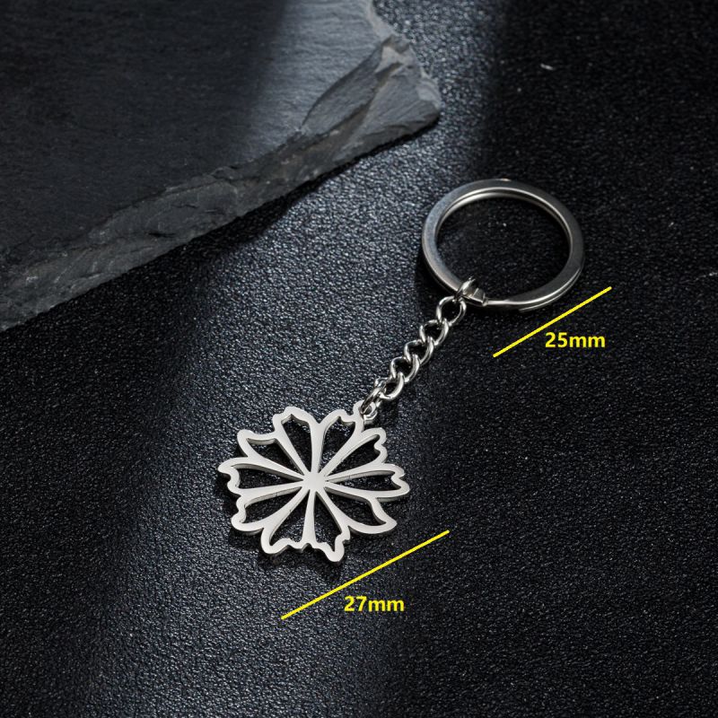 Fashion 5# Stainless Steel Flower Keychain