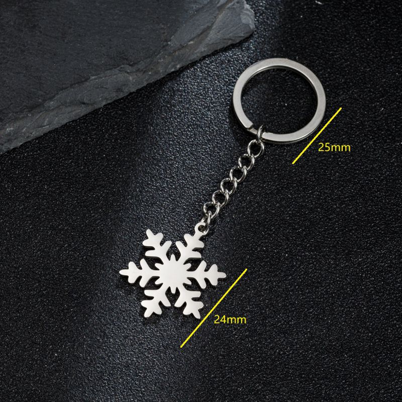 Fashion 6# Stainless Steel Snowflake Keychain