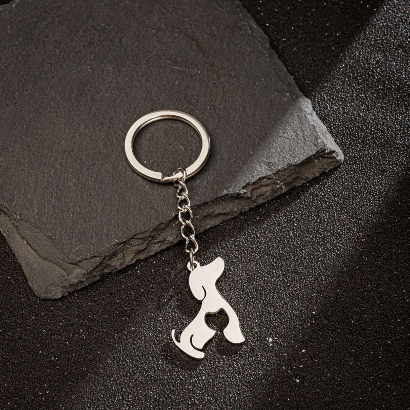 Fashion 6# Stainless Steel Puppy Keychain