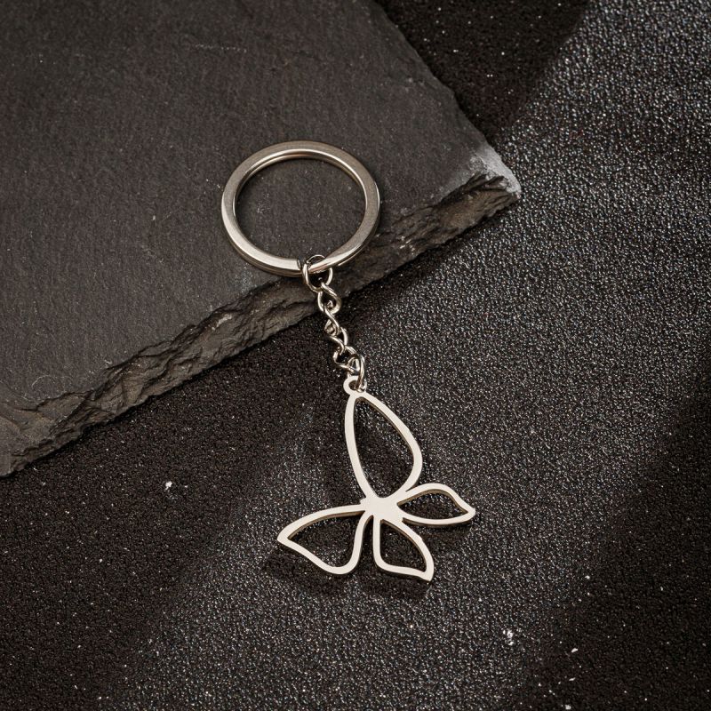 Fashion 7# Stainless Steel Butterfly Keychain