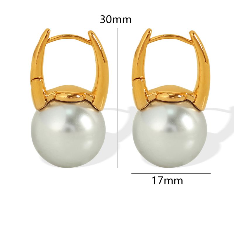 Fashion Gray Glass Bead Gold Earrings Copper Pearl Earrings