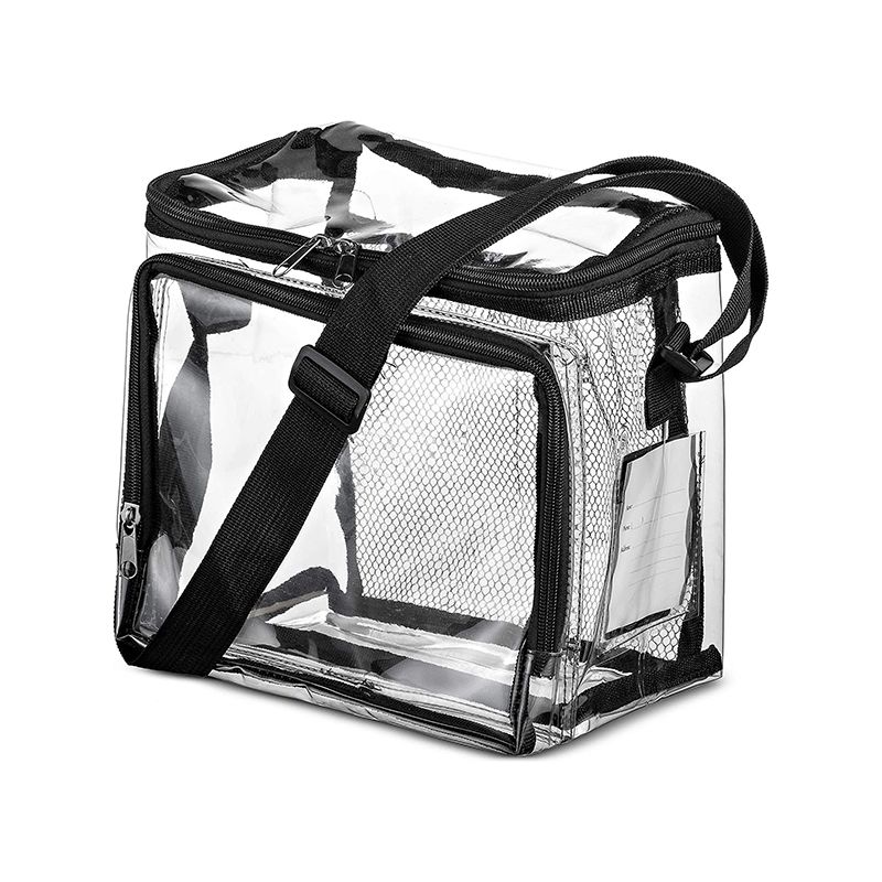 Fashion Black Pvc Transparent Large Capacity Crossbody Bag