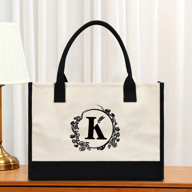 Fashion Lucky Cloud Letter K Canvas Print Large Capacity Tote Bag