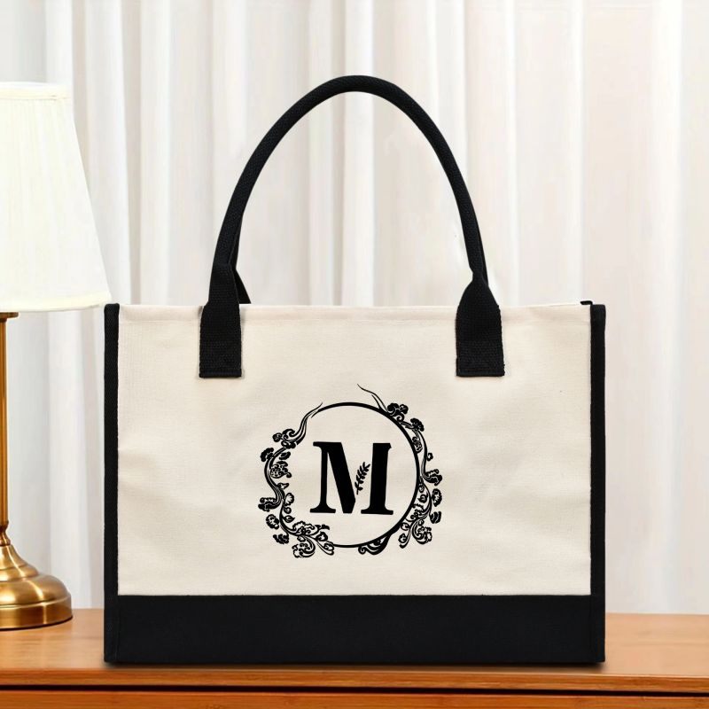 Fashion Lucky Cloud Letter M Canvas Print Large Capacity Tote Bag