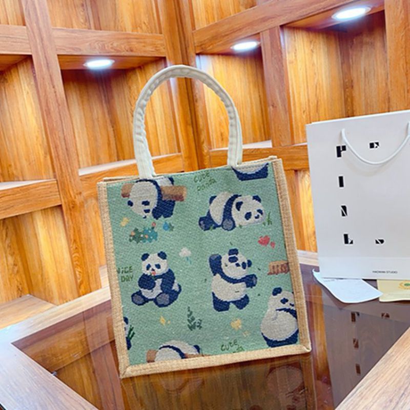 Fashion Panda Trumpet Canvas Print Large Capacity Tote Bag