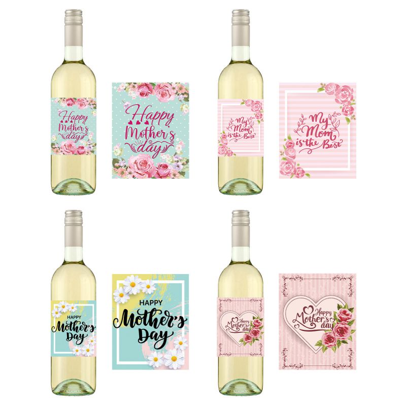 Fashion 24 Sheets/set Mother's Day Wine Bottle Label
