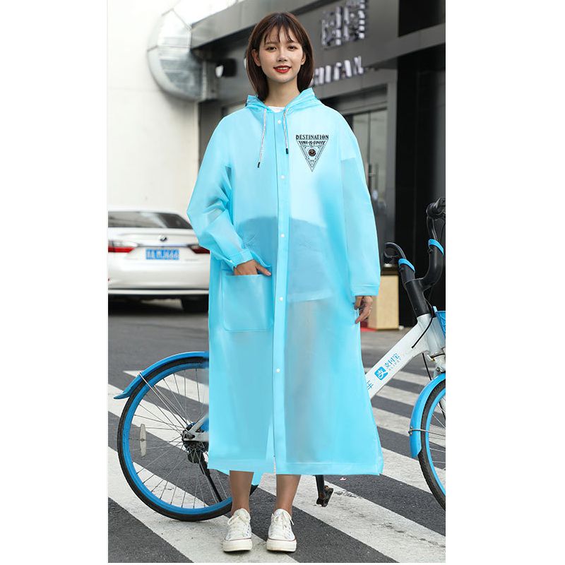Fashion Blue Geometry Without Backpack Eva Adult Hooded Raincoat