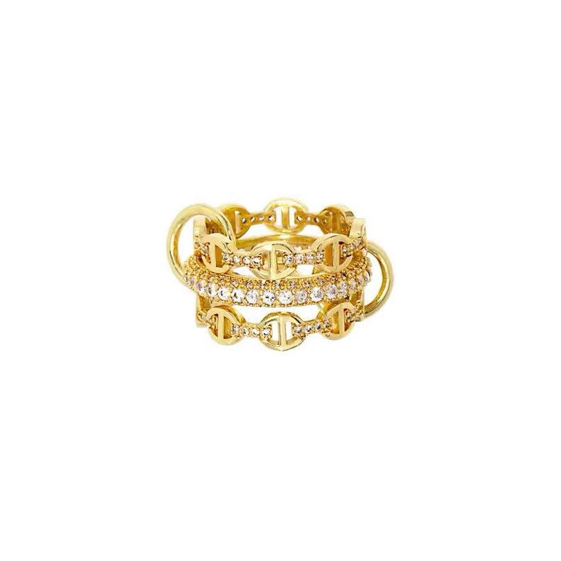 Fashion Gold Copper And Diamond Pig Nose Ring