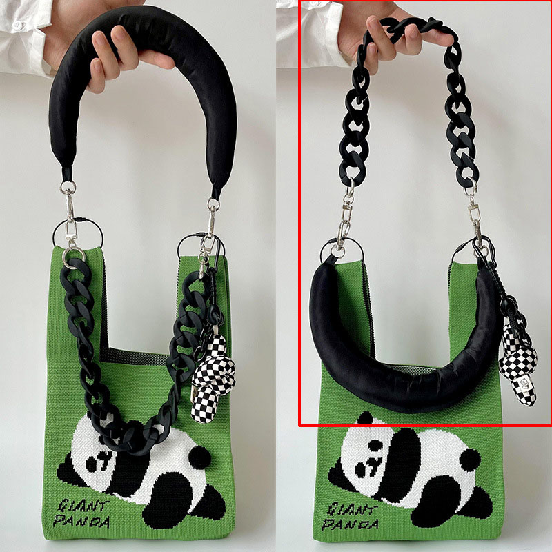 Fashion Thick Black Cotton-filled Chain - Chain Can Be Carried On The Back (bag Not Included) Polyester Cotton Filled Thick Chain Replacement Bag Strap
