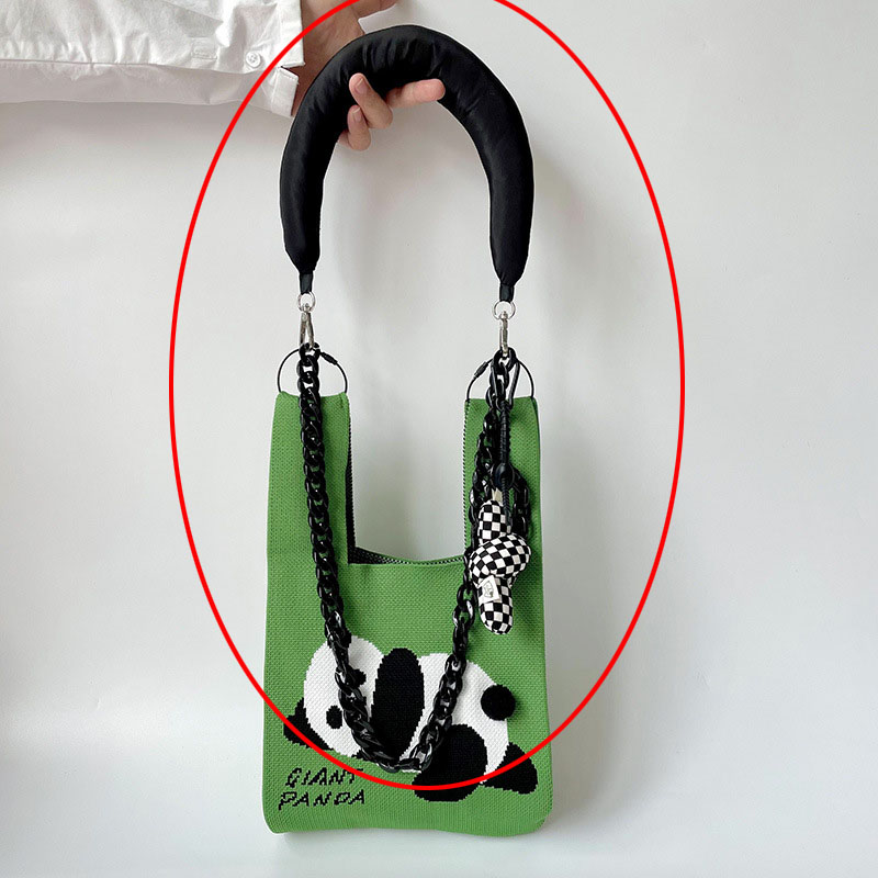 Fashion Black Cotton-filled Thin Chain (bag Not Included) Polyester Cotton Filled Thick Chain Replacement Bag Strap