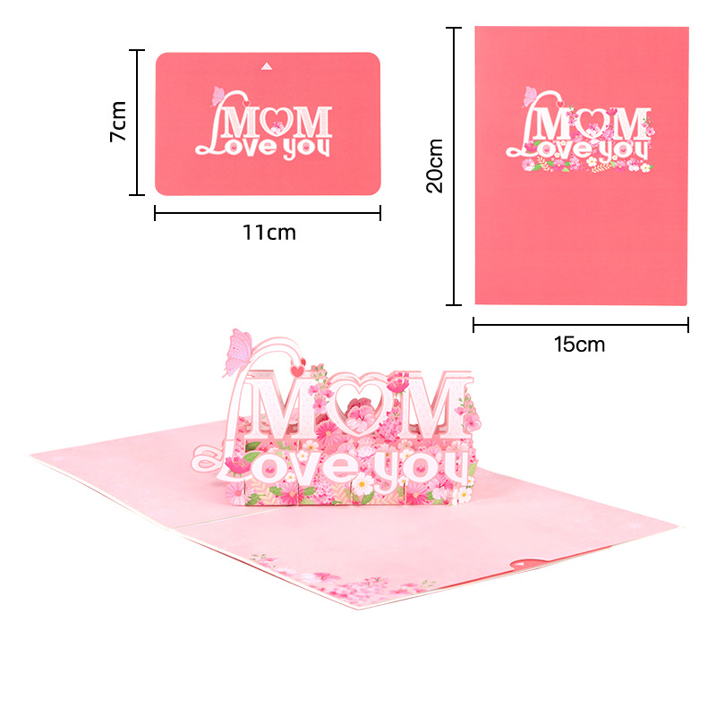 Fashion Love Mom Letter Style 3d Paper Sculpture Greeting Card