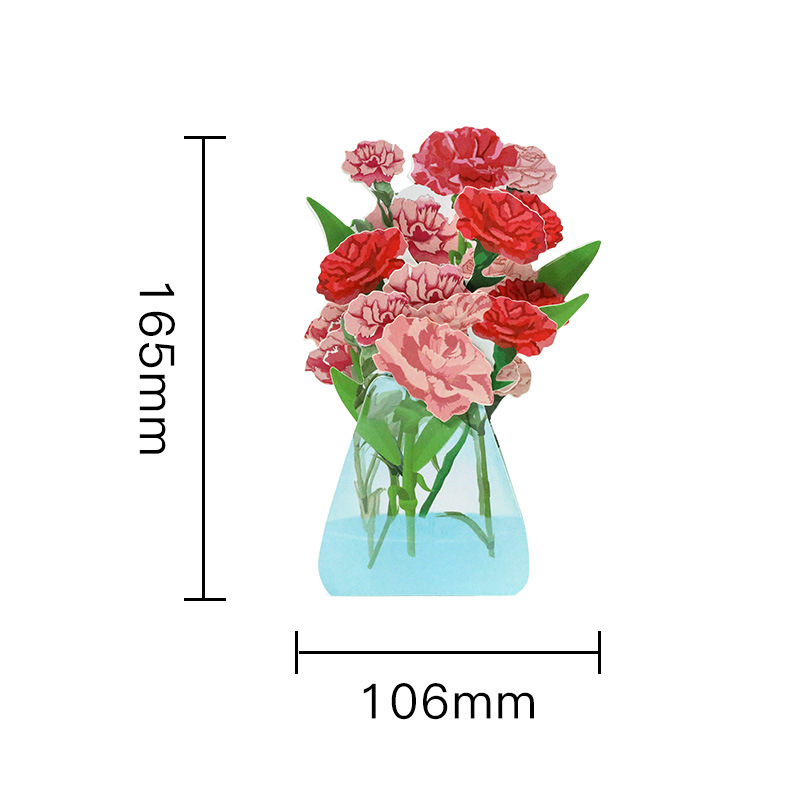 Fashion Carnation Ornaments 3d Paper Sculpture Greeting Card