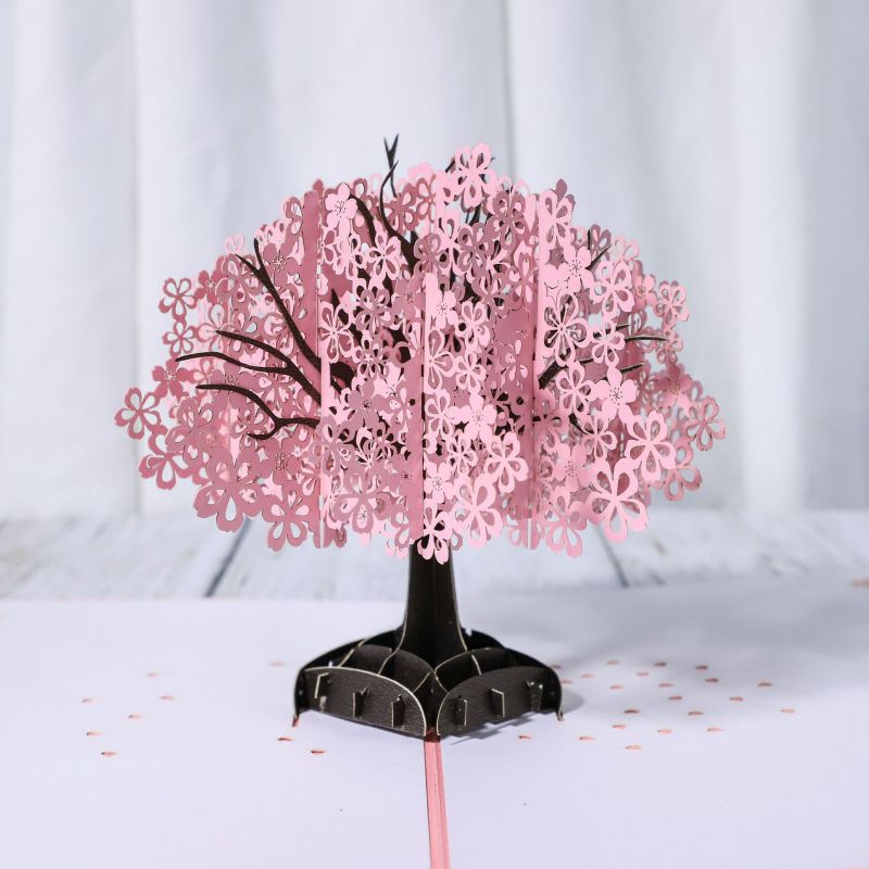 Fashion Cherry Tree 3d Three-dimensional Cherry Blossom Tree Greeting Card