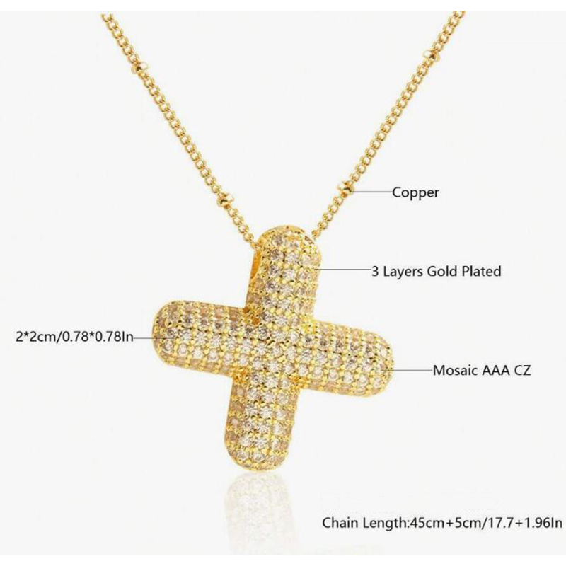 Fashion X Copper inlaid zirconium 26 letter necklace (bead chain)