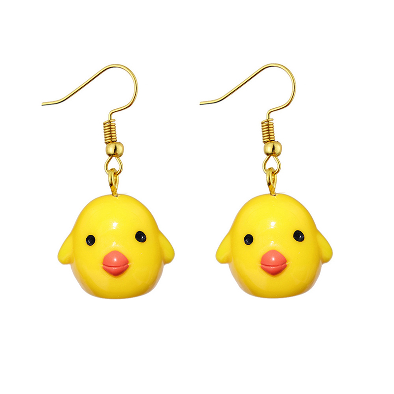 Fashion Penguin Duck Resin Three-dimensional Yellow Duck Earrings