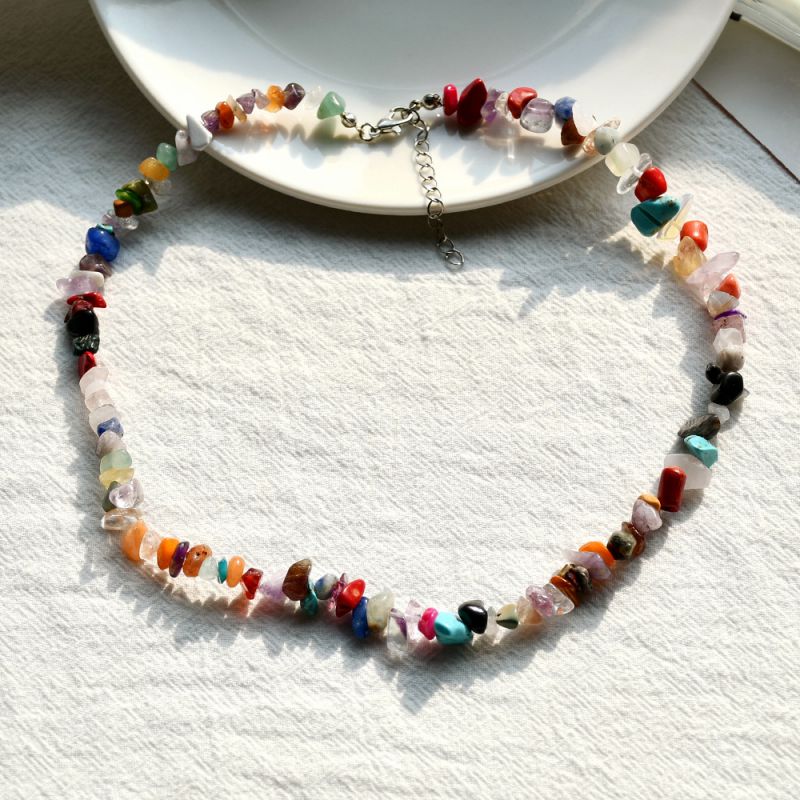 Fashion Mixed Colors Irregular Gravel Bead Necklace