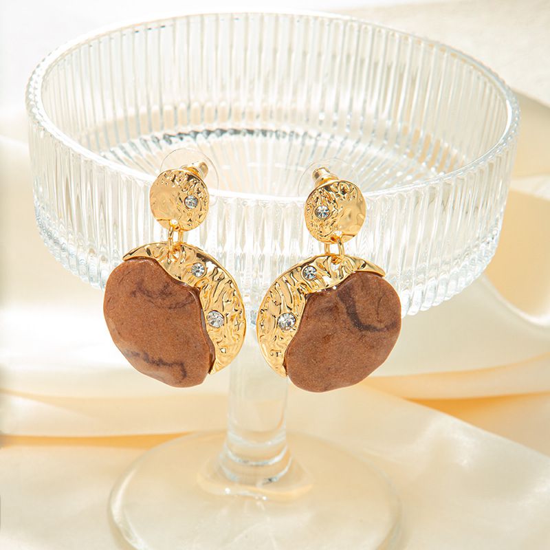 Fashion Gold Copper Inlaid Zirconium Geometric Earrings