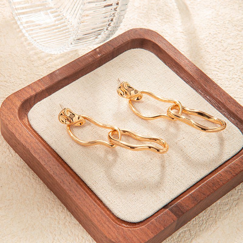 Fashion Gold Copper Geometric Irregular Earrings