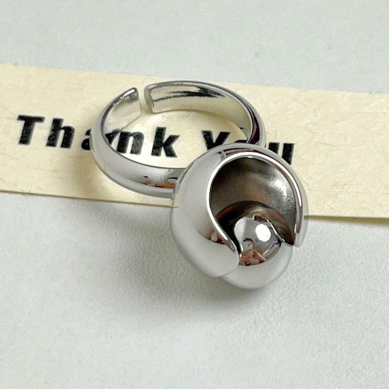 Fashion Silver Metal Floating Ball Open Ring