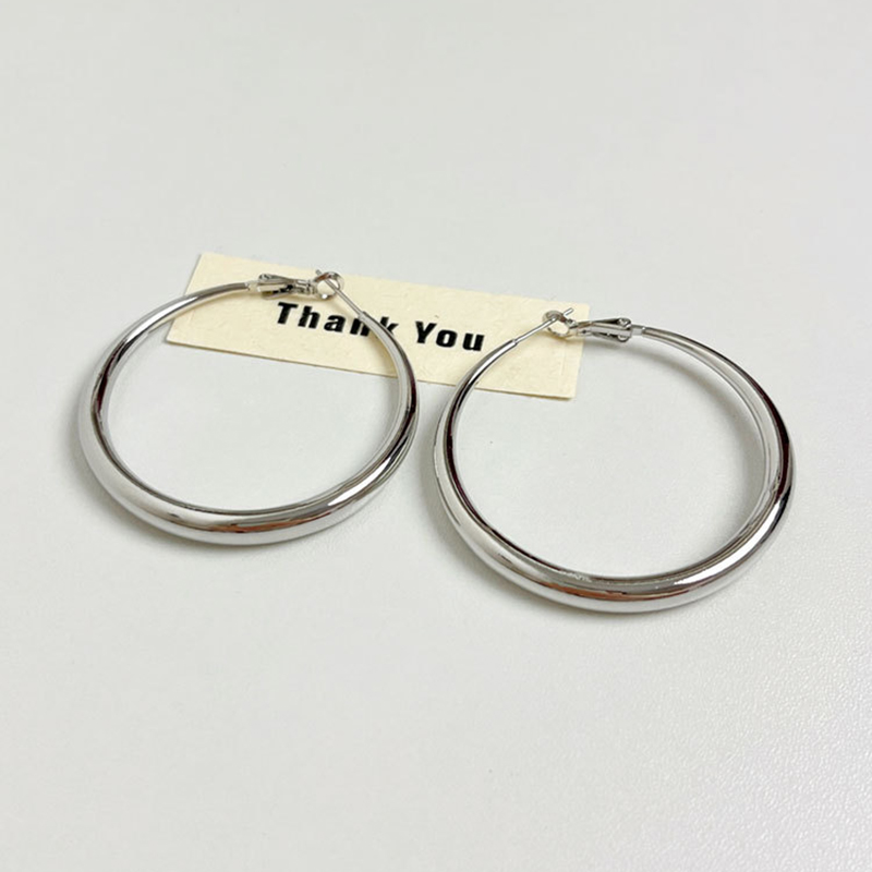 Fashion Silver Large Alloy Round Earrings
