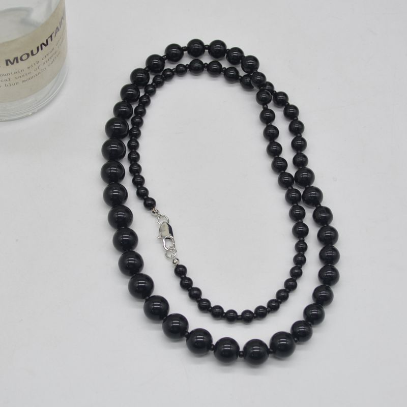 Fashion Black Gradient Black Pearl Bead Necklace