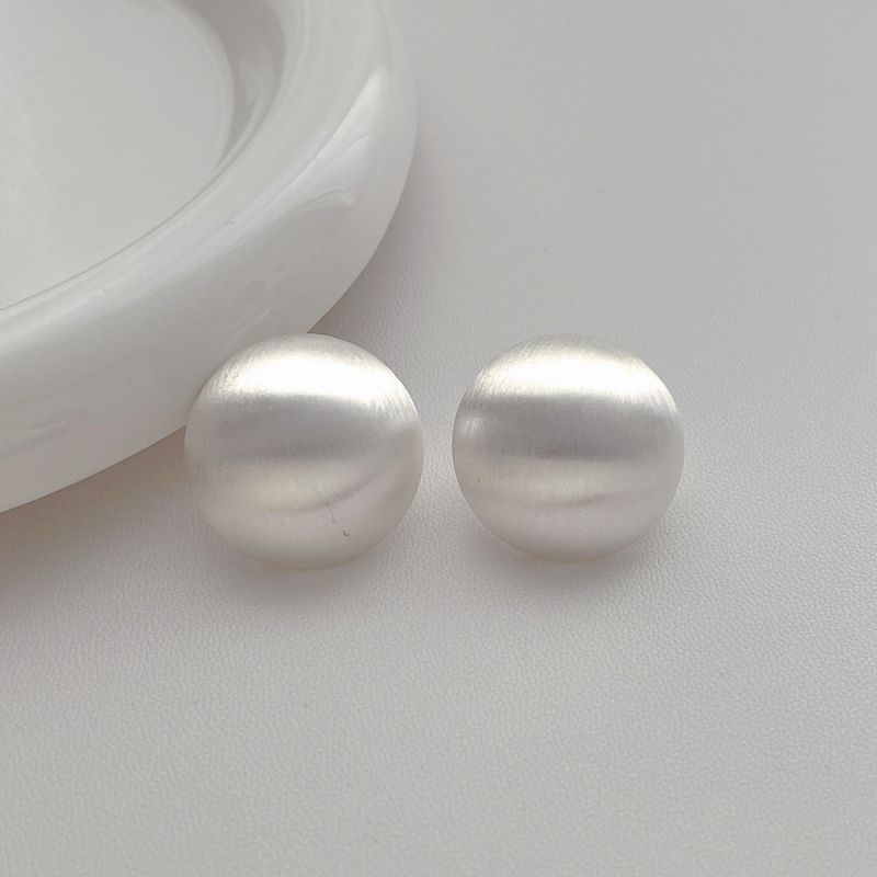 Fashion Silver Metal Round Brushed Earrings