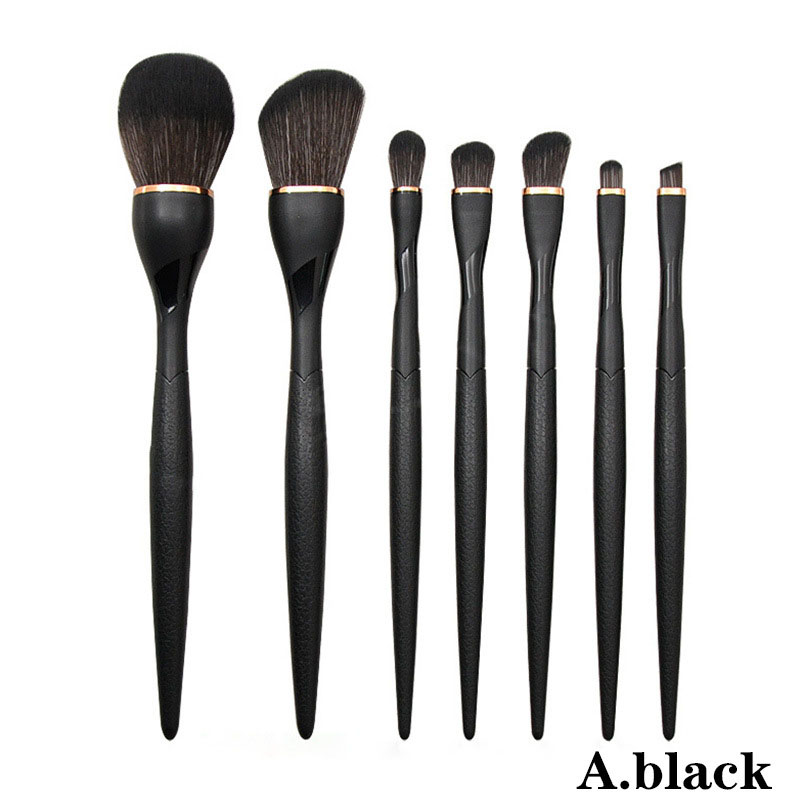 Fashion Black Makeup Brush Set Of 7 Pieces