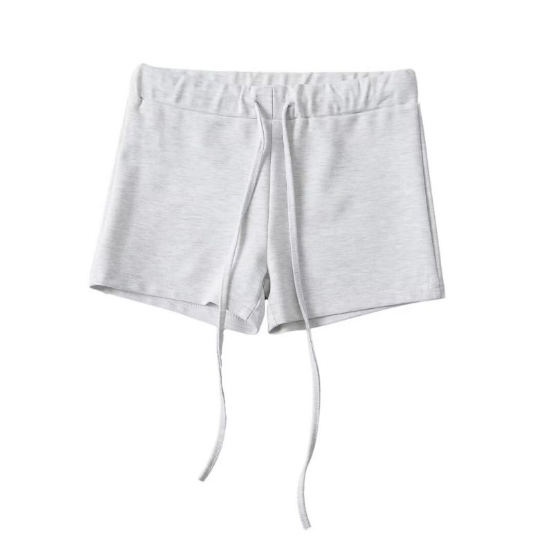 Fashion White Gray Strappy Straight Shorts
