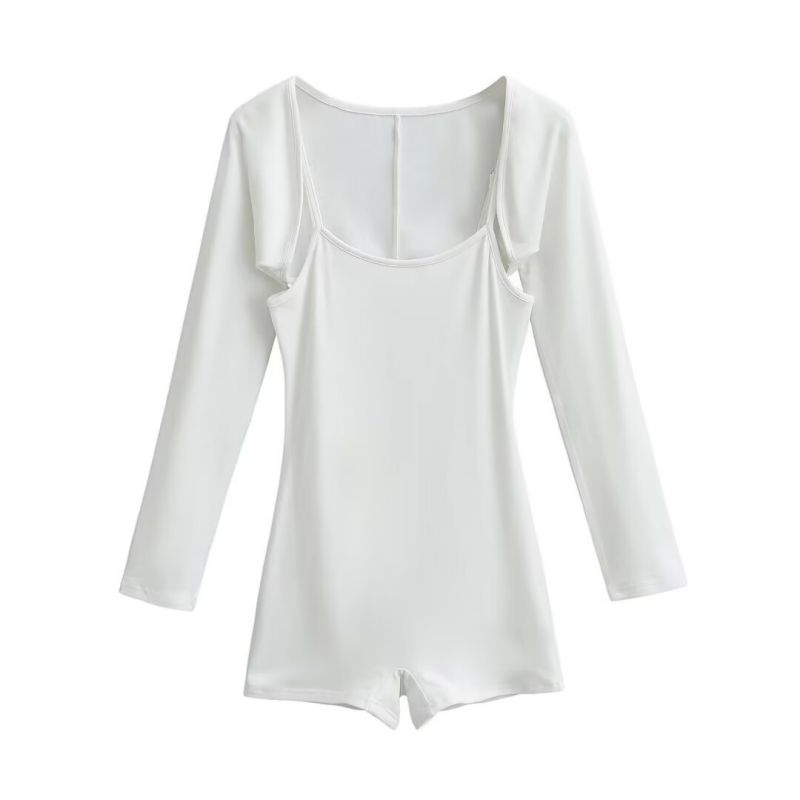 Fashion White Cotton Camisole Jumpsuit Shorts + Shawl Set
