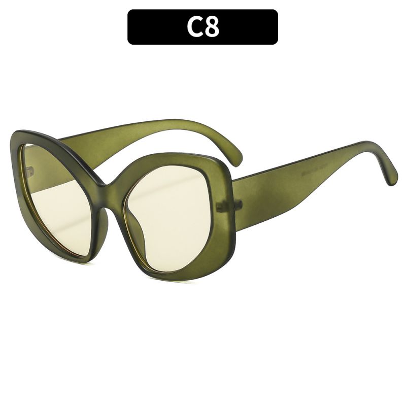Fashion Green Frame Light Green Film Cat Eye Large Frame Sunglasses