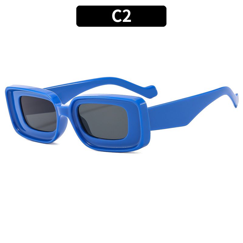 Fashion Dark Blue Frame Gray Piece Square Small Frame Sunglasses