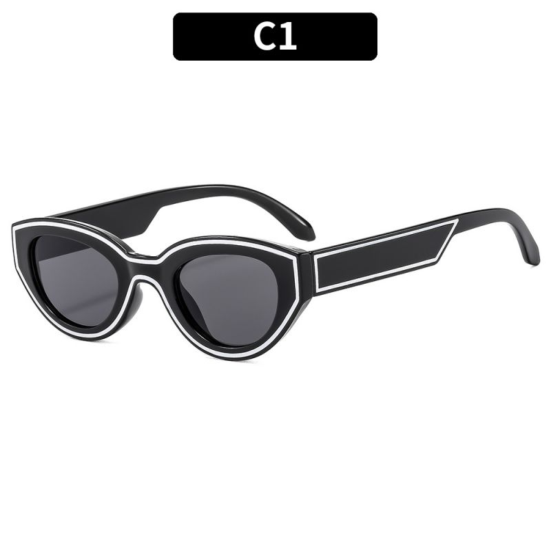 Fashion Black Frame Gray Film Cat Eye Line Small Frame Sunglasses