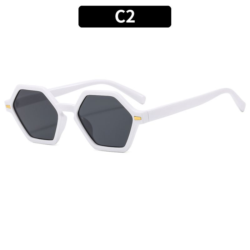 Fashion Gray Frame With White Frame Hexagonal Sunglasses